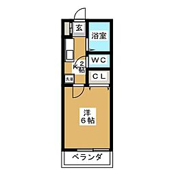 クレストホームズ本八幡 2階1Kの間取り