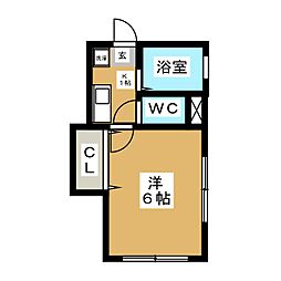 ウリースン 2階1Kの間取り