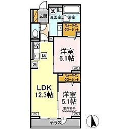 市川市大和田2丁目アパート 2LDKの間取図画像