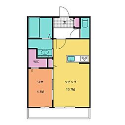 カーサボナール 1LDKの間取図画像