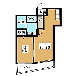 ローズバンク矢切 1LDKの間取図画像
