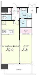 ユ.ガニュー 1LDKの間取図画像