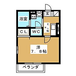 エスペランサ 1Kの間取図画像