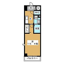 グロリアコート市川 1Kの間取図画像