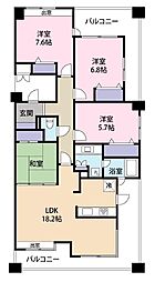 オーヴィジョン神宮東 4LDKの間取図画像