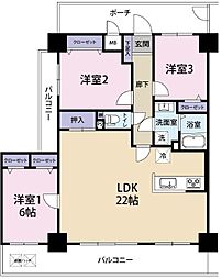 サーパス大橋南 3LDKの間取図画像