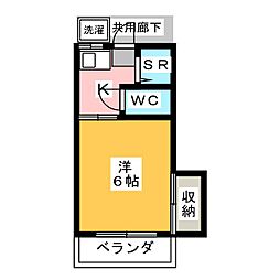 臼井荘 2階1Kの間取り