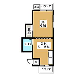 エレガントハイツ 1DKの間取図画像