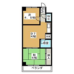 マンションサンエイドA 2DKの間取図画像