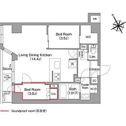 コンフォリア・リヴ平井MUTIO 2LDKの間取図画像