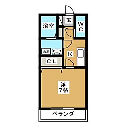 グランフィールド3 1Kの間取図画像