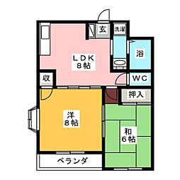 サンセリテ 2LDKの間取図画像
