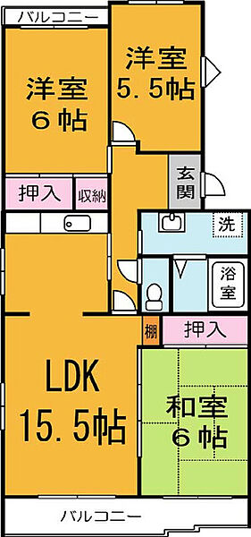 カネエーズ千現 504｜茨城県つくば市千現1丁目(賃貸マンション3LDK・5階・79.60㎡)の写真 その2