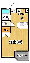ヴィラエスポワール古来 1Kの間取図画像