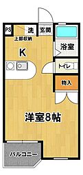 ヴィラエスポワール古来 1Kの間取図画像