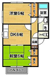 シャトー久右エ門3番館 2DKの間取図画像