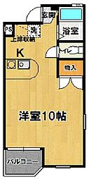 ヴィラエスポワール古来 1Kの間取図画像