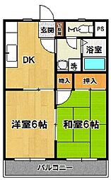 梅園マンション 2DKの間取図画像