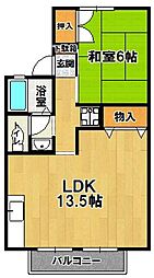 ベルフォーレ稲荷前A 1LDKの間取図画像