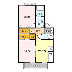 セジュール烏山3 2DKの間取図画像