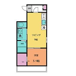 もえんどん 1階1LDKの間取り