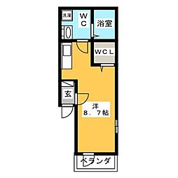 グラン・ノワール津田沼 2階ワンルームの間取り
