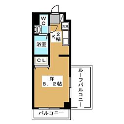 ダイユウビル本郷 4階ワンルームの間取り