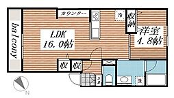 ルクス津田沼 1LDKの間取図画像