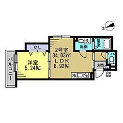 コンフォート薬園台 1LDKの間取図画像