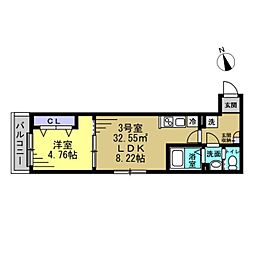 YSA薬園台 1LDKの間取図画像