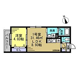 YSA薬園台 1LDKの間取図画像