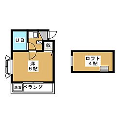 エクセル八千代 1Kの間取図画像