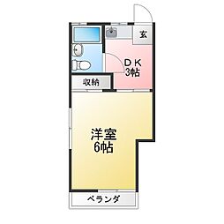 アルカディア 1DKの間取図画像