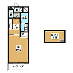 キチーム津田沼 1Kの間取図画像