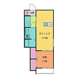 クリプトン 2階1LDKの間取り