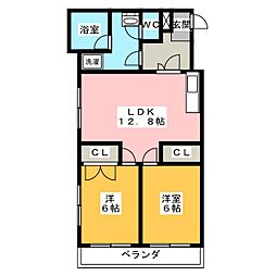 クラウンハイツ 2LDKの間取図画像