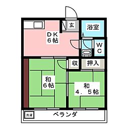 ハイツ村上 2Kの間取図画像