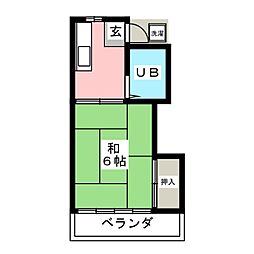 ローズハイツ 1Kの間取図画像