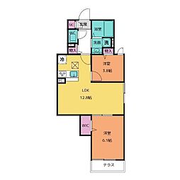 ルリアン北小岩2 2LDKの間取図画像