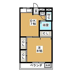 メゾンドシャンテ 1DKの間取図画像