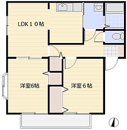 フェアリーウィステリア壱番館 2LDKの間取図画像