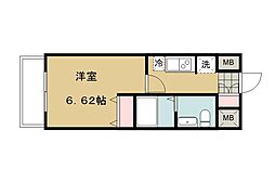 西武池袋線 西所沢駅 徒歩2分の賃貸マンション 2階1Kの間取り