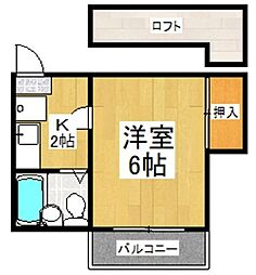西武池袋線 清瀬駅 徒歩12分の賃貸アパート 2階1Kの間取り