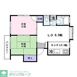 西武池袋線 練馬高野台駅 徒歩13分の賃貸アパート 2階2LDKの間取り