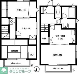西武新宿線 東伏見駅 徒歩7分の賃貸タウンハウス 1階3LDKの間取り
