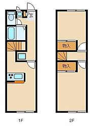 西武新宿線 田無駅 徒歩19分の賃貸テラスハウス 2DKの間取り