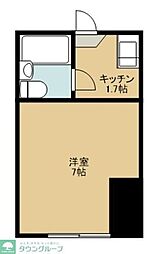 西武新宿線 東村山駅 徒歩3分の賃貸マンション 2階ワンルームの間取り