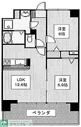 都営大江戸線 光が丘駅 徒歩16分の賃貸マンション 1階2LDKの間取り