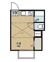 西武新宿線 西武柳沢駅 徒歩8分の賃貸アパート 2階ワンルームの間取り