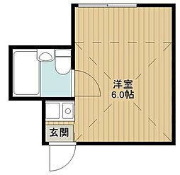 花小金井ＭＳホーム1番館 2階ワンルームの間取り